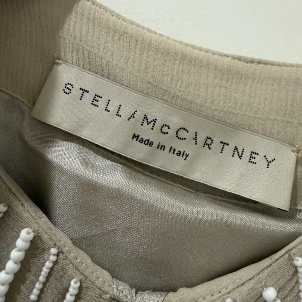 Stella McCartney Silk Chiffon Beaded Mini Dress Beige EU 40 Cocktail - Picture 4 of 6